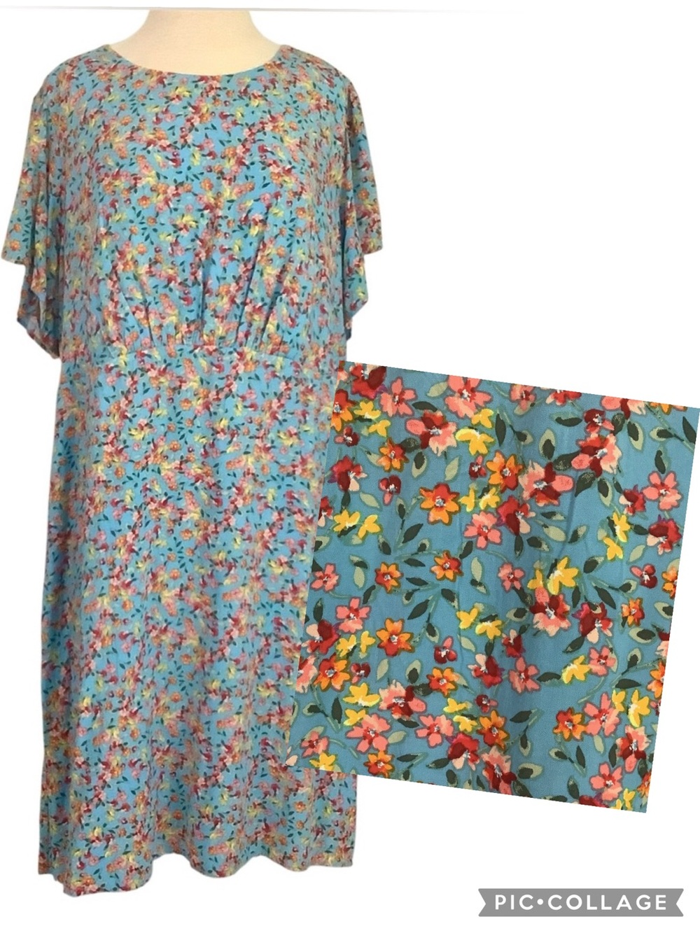 Loft Blue Floral Short Sleeve Women's Dress